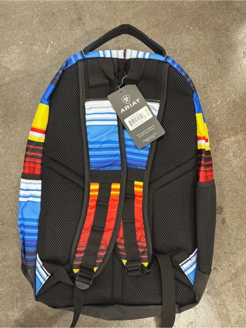 Ariat Multicolor Striped Backpack - Blue, Yellow, Red